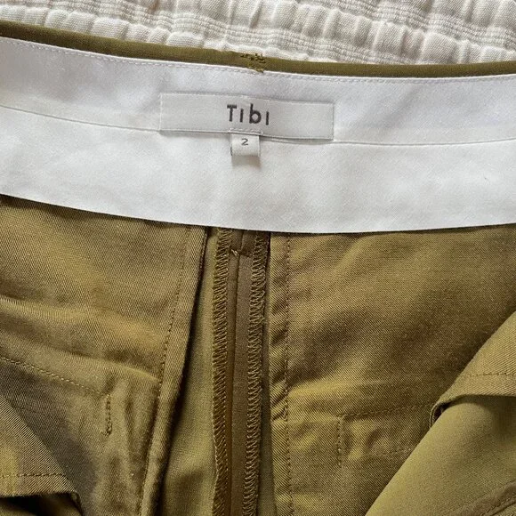 Tibi Stella Tropical Wool  Pant in Dark Hazel Green - 2 - Picture 5 of 13